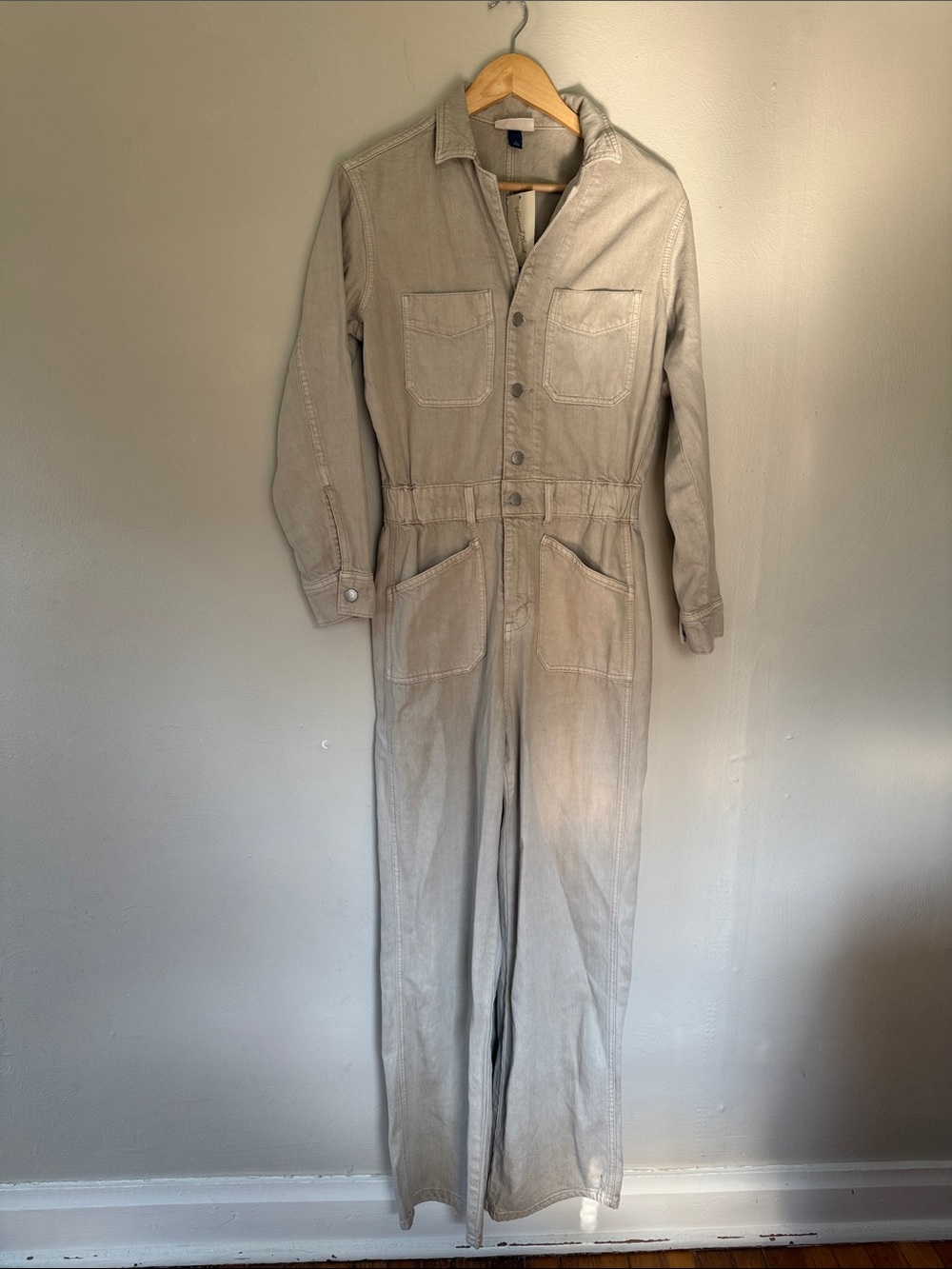 NWT Women's Utility Jumpsuit in Light Beige 4
